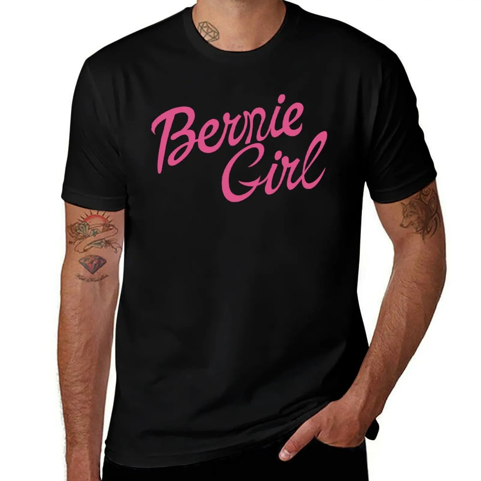 Bernie Girl pink T-Shirt Street Art Print Tee Shirt T-Shirt