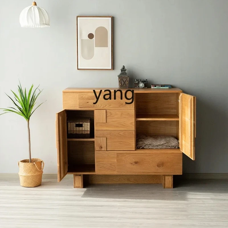 

CX Oak Locker Nordic Simple Solid Wood Side Cabinet Black Walnut Sideboard Cabinet