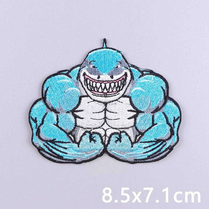 Shark Patch Iron On Patches For Clothing Thermoadhesive Patches On Clothes Beast Chimpanzees Embroidery Patch Sewing Applique