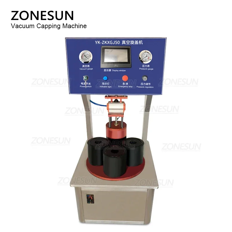 ZONESUN Semi Automatic Glass Bottle Capping Machine Chili Sauce Canned Tinplate  canning lids jar Vacuum sealing Machine