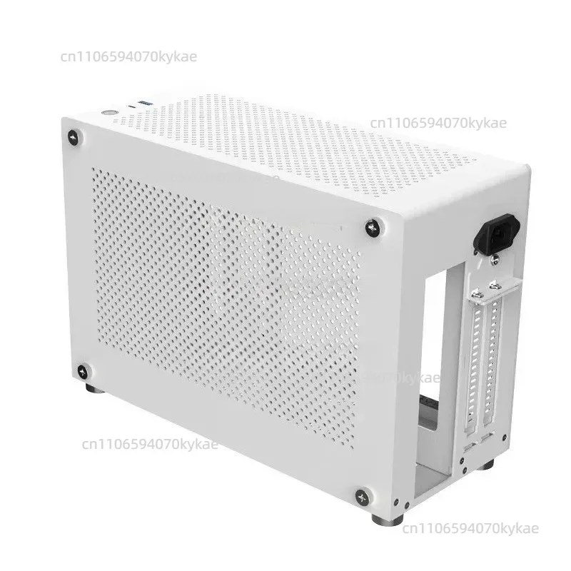 8.9L GU7 A4 ITX Aluminum Chassis, White Tempered Glass & 2mm Frame Mesh Side Panel, Mini Empty PC Case