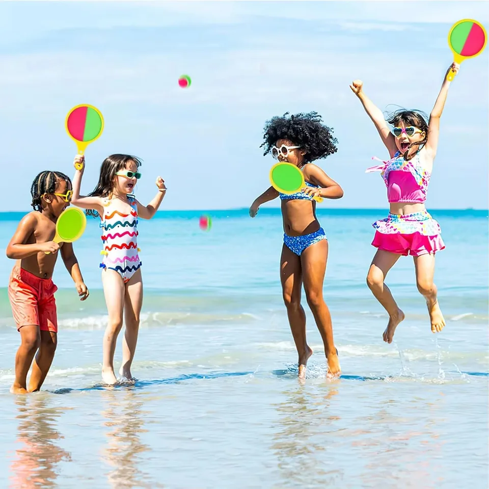 Juego De Lanzar Y Atrapar Con Velcro – 2 Paletas Y 2 Pelotas Para Piscina, Playa O Jardín, Juguete De Coordinación Para Niños
