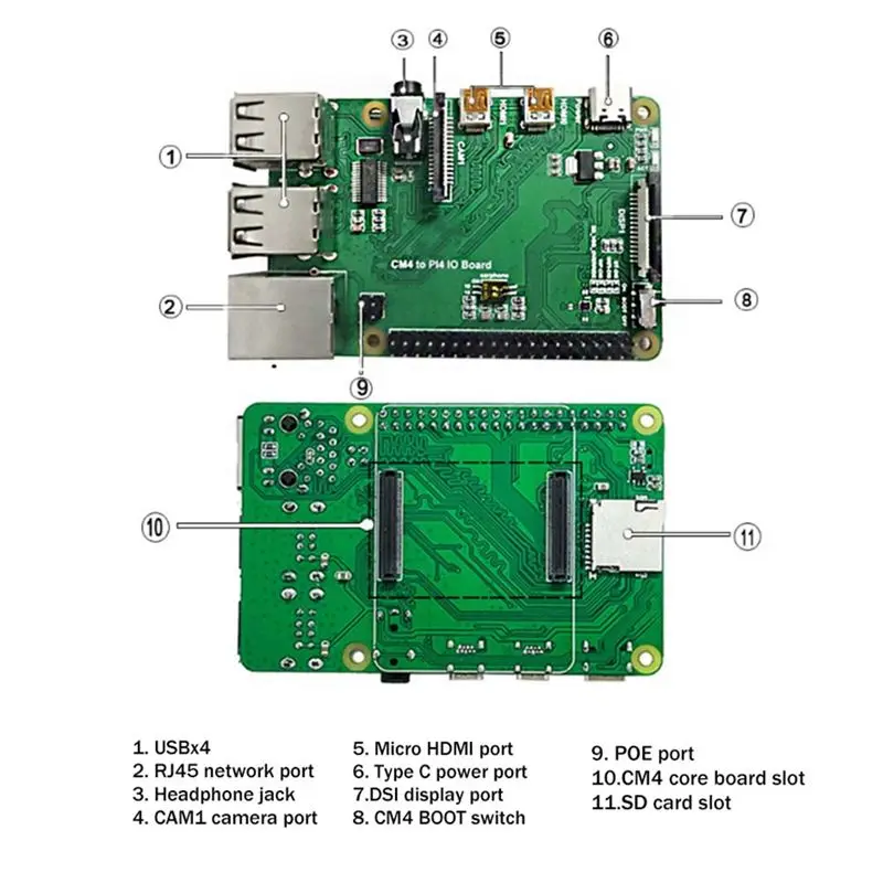A17G For Raspberry Pi CM4 IO Base Board CM4 to 4B Adapter Board Expansion Board CM4 to PI4B Adapter