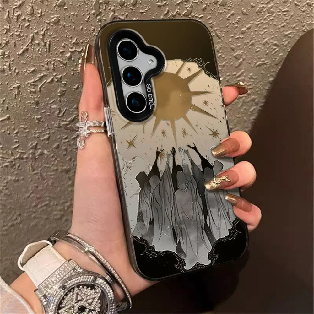 Light of Hope Electroplate Silver Case For Samsung Galaxy S25 Ultra S24 Ultra S23 S22 S20 Note 20 S23FE S24FE Anti-drop Cover