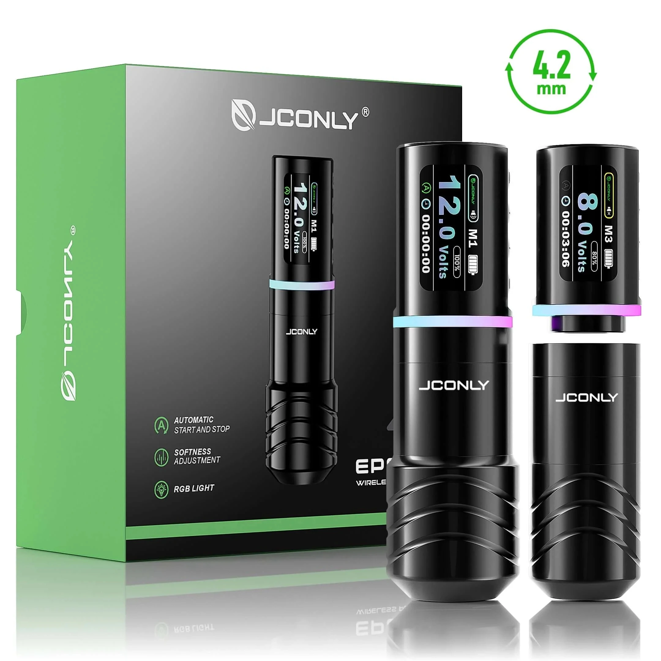 

JCONLY Epoch R4 Беспроводная ручка для татуировки 3,5/4,2/5,0 мм штрихи Роторный картридж Ручка для татуировки с 2 батареями для татуировщика