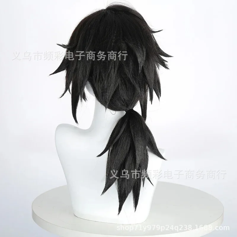 Anime Wig Fugang Yiyong High-Temperature Fiber Cosplay Wig Natural Black Thick Fluffy Lightweight