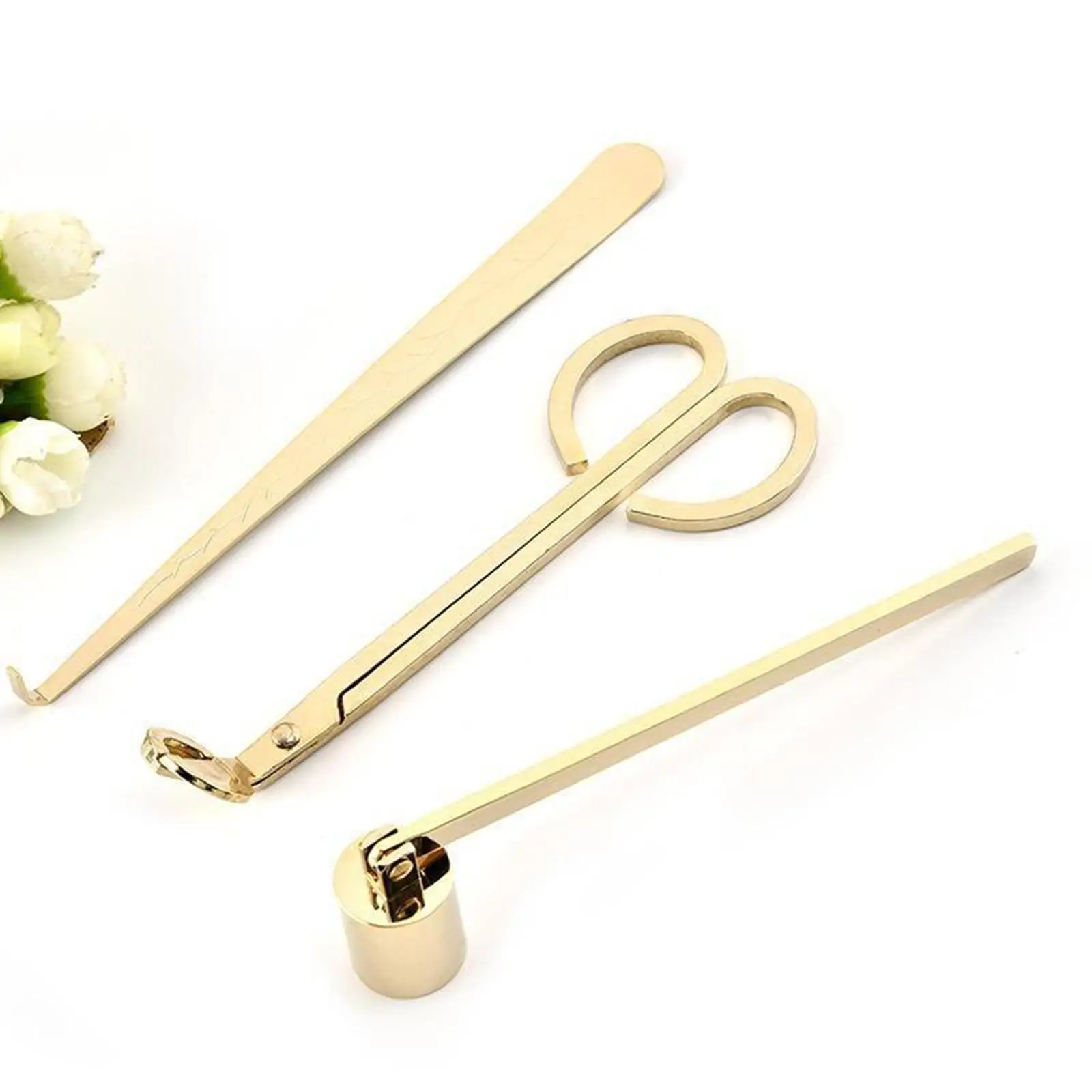 Stainless Steel Candle Wick Snuffer Trimmer Set Modern Gold Tools for Decorative Candle Candlesticks
