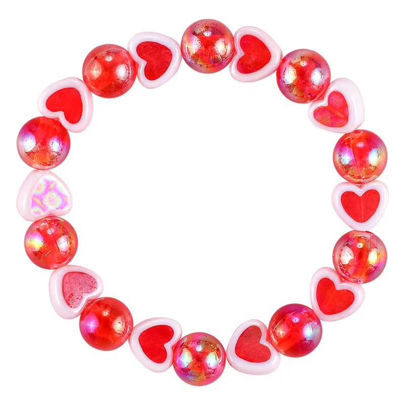 Acrylic Color Love Heart Bracelet For Children Friendship Bracelets For Girls Cute Simple Jewelry Accessories Charms Gift  2022