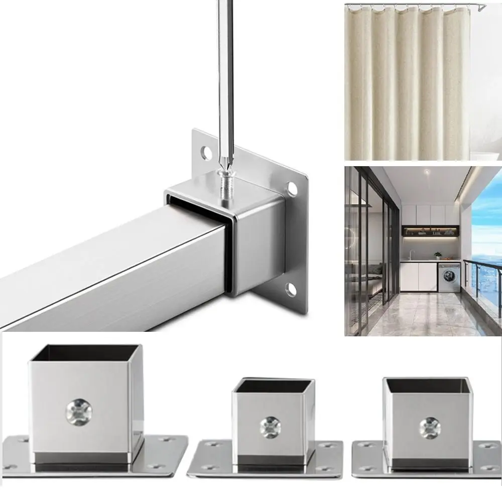 New Stainless Steel Square Tube Connector Set 20/25/30/40mm Rustproof Flange Base Heavy Duty Elbow Corner Joint Cabinet
