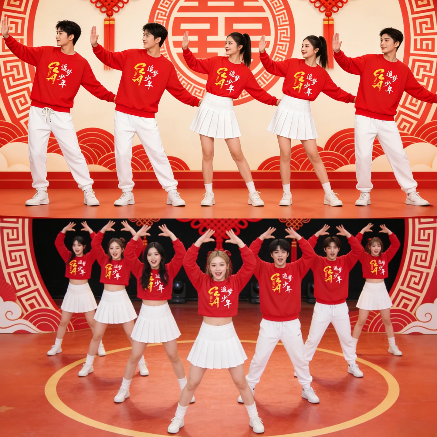 

Youthful Dance Performance Outfit Student Chorus Ensemble Fitness Dance Costume Active Group Performance Ensemble Wardrobe