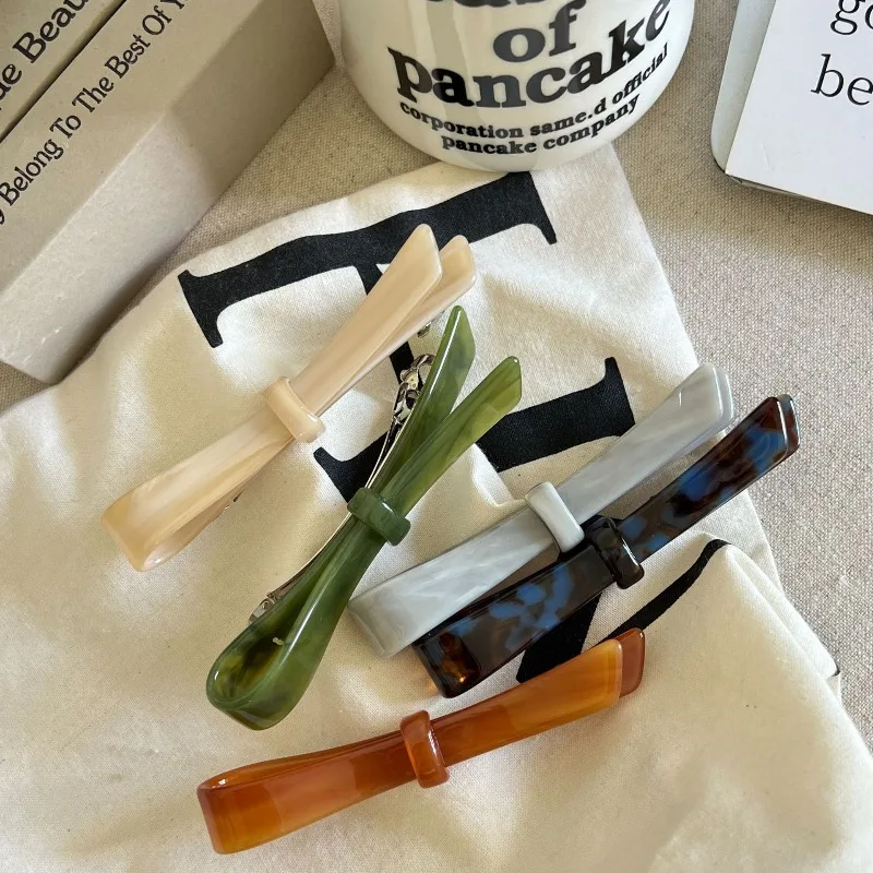 

French Classic Bow Hair Clip Acetate Side Bangs Clip Hollow Cross Knot Barrettes
