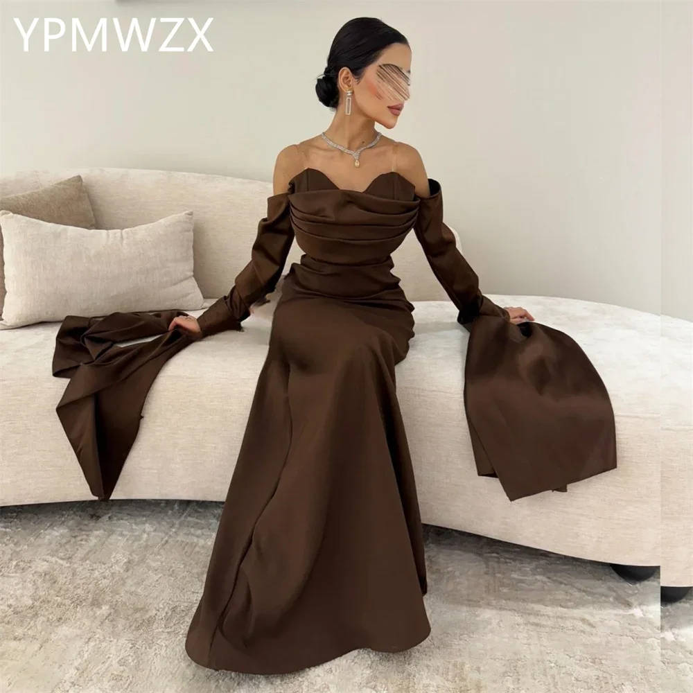 

Customized Evening Dress Formal Women Party Occasion YPMWZX Off-the-shoulder A-line Floor Length Skirts Bespoke Dresses