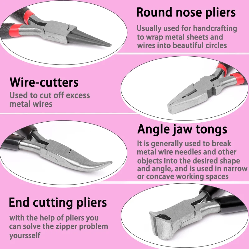 Набор инструментов для изготовления ювелирных изделий, кусачки с пинцетом, кольцом, круглым носом, кусачками для самостоятельного изготовления браслетов, подвесок