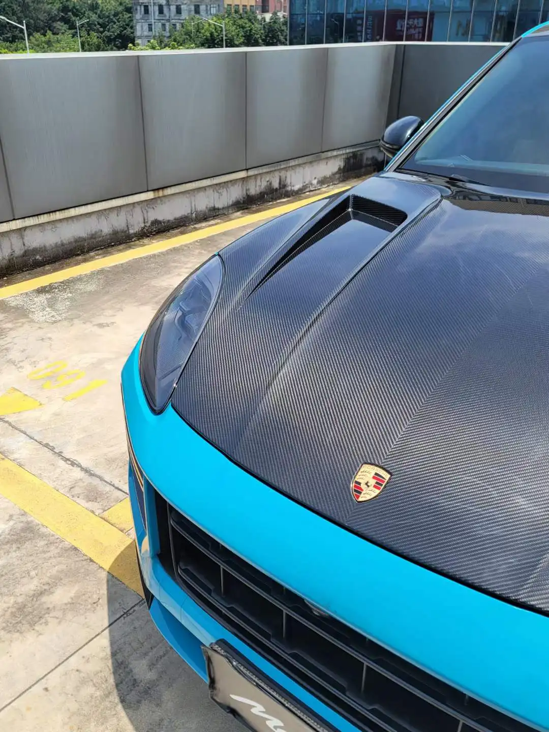 طقم غطاء أغطية المحرك الأمامي من ألياف الكربون الجافة لغطاء كايين 9Y0 مناسب تمامًا