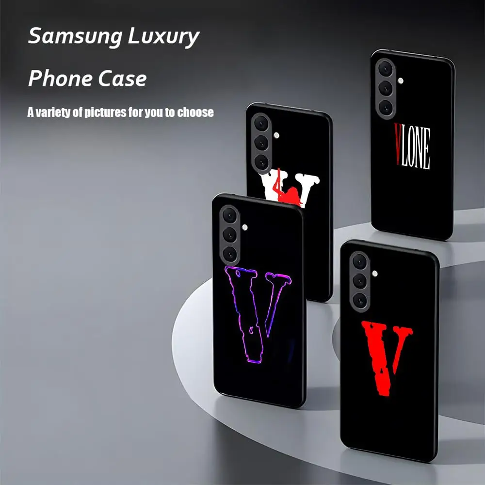 Fashion V-VLONES LOOG Phone Case For Samsung Galaxy S25 S24 S23 S22 S21 S20 Plus Ultra Note20 Soft Black