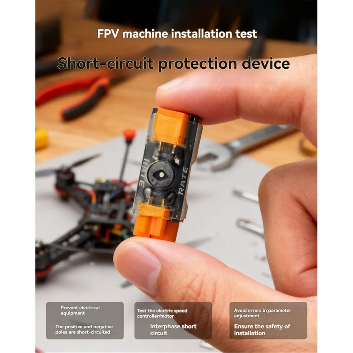 (A30I) Drone Short-Circuit Protector XT30 XT60 Connector with Audible and Visual Alert for RC FPV Drone