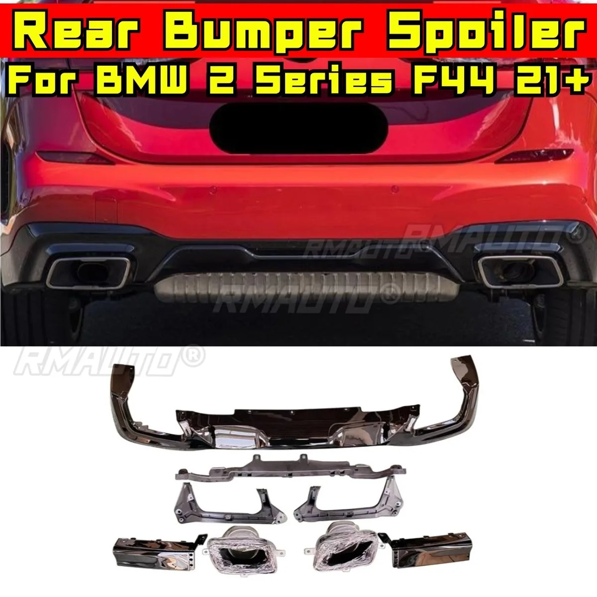 

Car Rear Bumper Spoiler Lip Diffuser Splitter Rear Tail Throat Modification Part For BMW 2 Series F44 2021+ Car Accessories