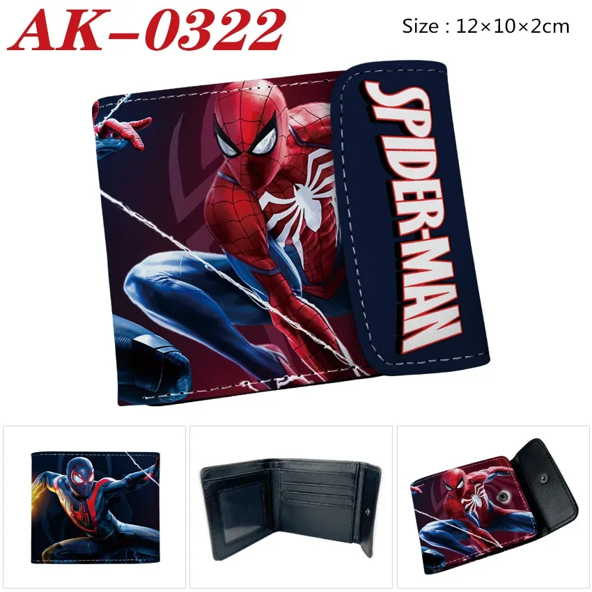 Deadpool Spiderman Leather Short Wallet Animation for Men Anime Figure ID Card Holder Wallets Kids Cartoon Coin Purse Gift