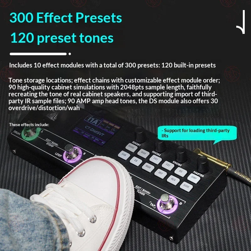 M-VAVE TANK PRO Multi-Effects Processor, 120 Presets, 90 Amp+90 Cab, 300+ FX, 150s Looper, 60 Drums, 10 Modules Guitar Pedal view 3