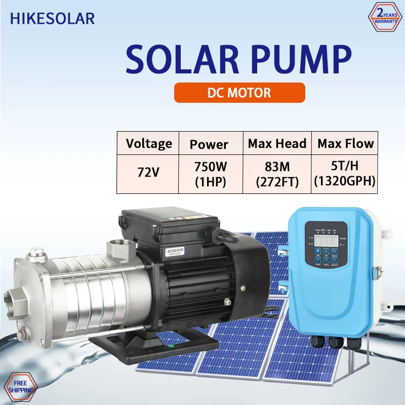 

1HP Solar Self Prime Water Pump with MPPT Controller 72v DC Booster Pump SS304 Impeller Farm Agriculture Irrigation