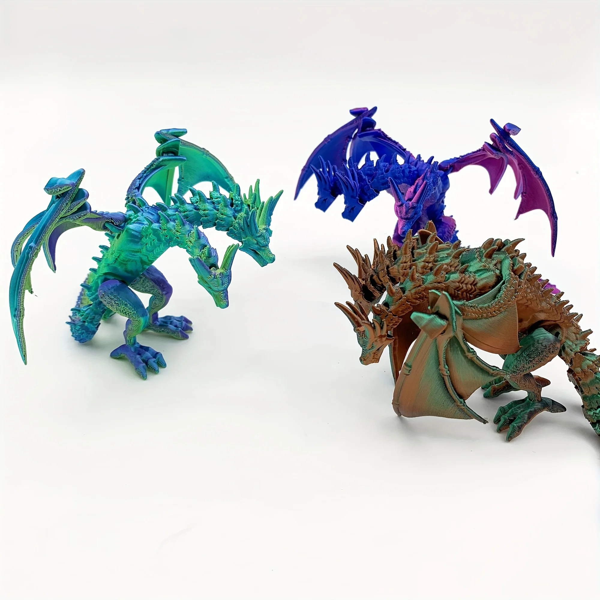 3D Printing Cool Three Headed Dragon Gradient Three Headed Dragon Statue Home Decoration Office Ornament Creative Dragon Model
