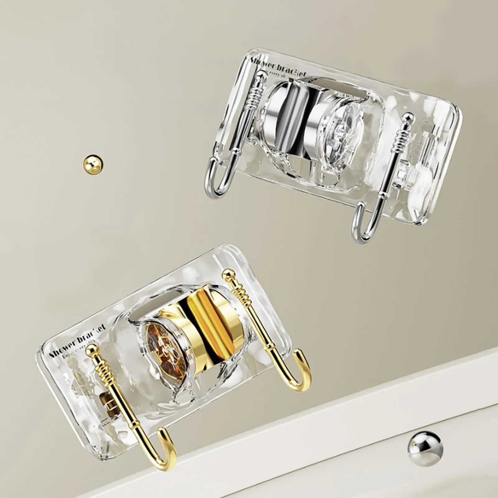 

Держатель для душа с 2-мя крючками для вешалок Аксессуары для ванной комнаты Водонепроницаемый держатель для ручки для душа Кронштейн для душа для дома, туалета, общежития