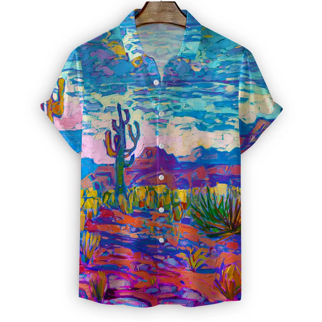 Summer Vintage Cactus 3D Print Shirts Men Women Fashion Shirt Casual Hawaiian Streetwear Short Sleeve Shirt Blouse Man Clothing