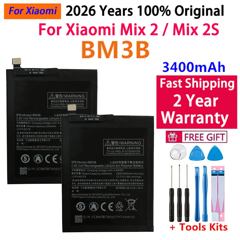 2026 Years 100% Original Battery BM3B BM3K BP43 For Xiaomi Mi Mix 2 3 4 Mix2 / Mix 3 4 2S Mix3 Mix4 Mix2S Phone Batteries