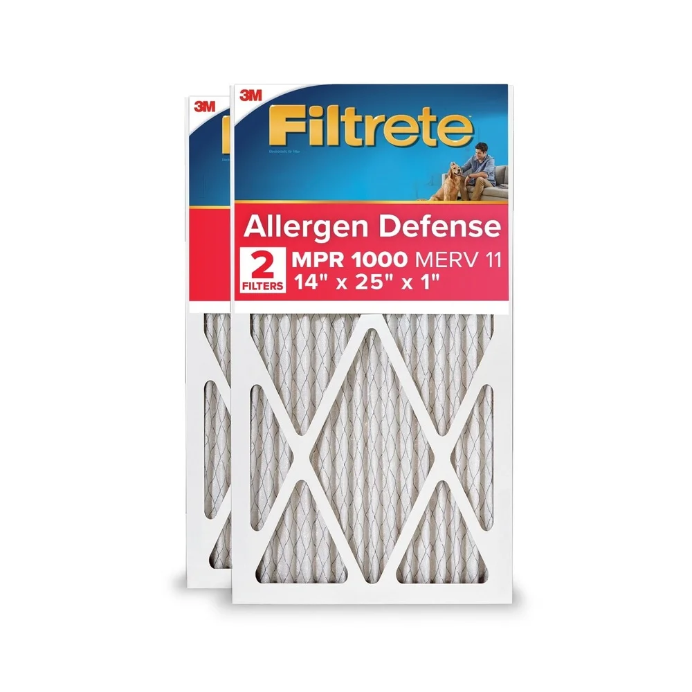 14x25x1 Filtro dell'aria HVAC MPR 1000 MERV 11 Difesa agli allergeni Confezione da 2 Sostituzione del sistema di rimozione della polvere adatto alle allergie all'asthme