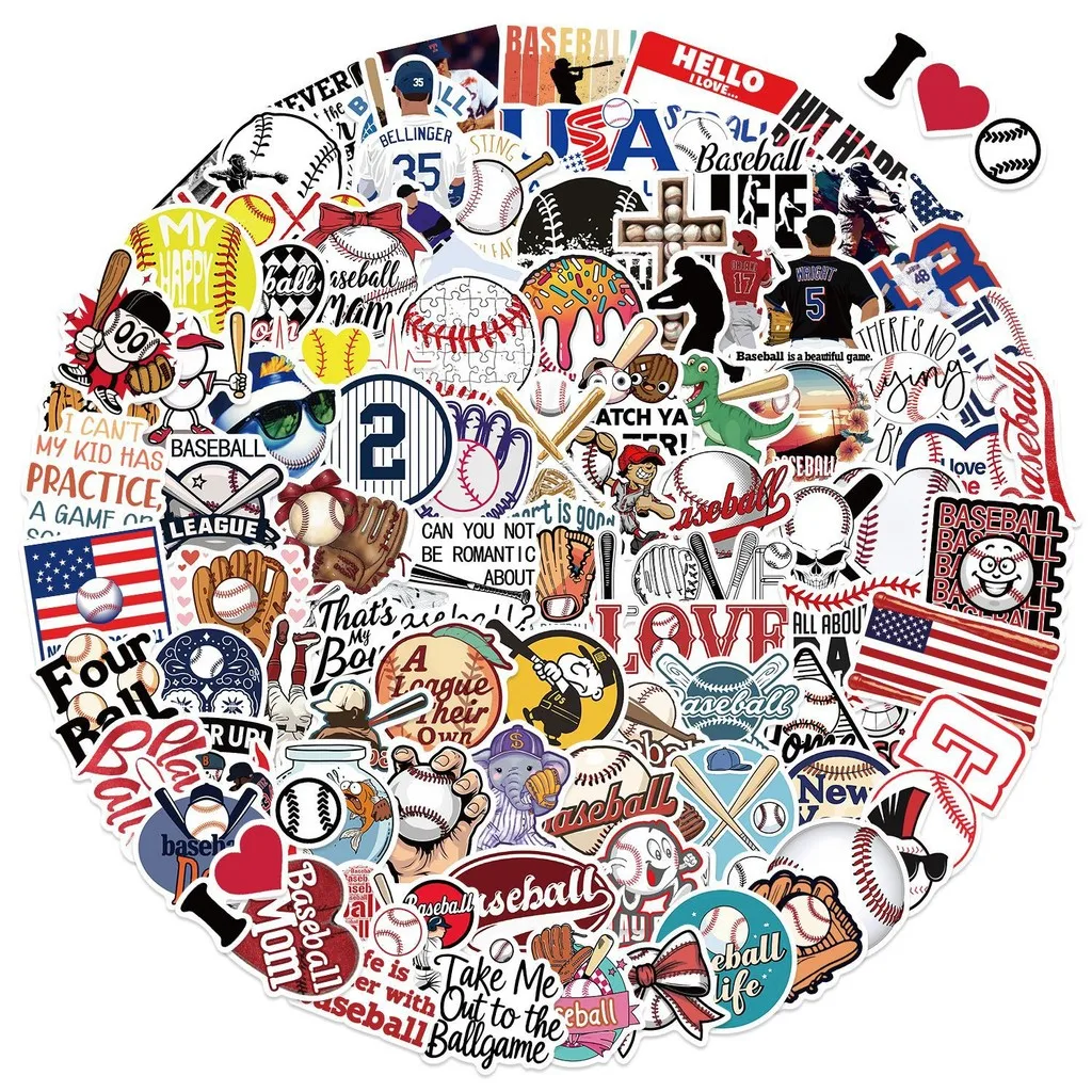 100PCS Cartoon Baseball Graffiti Stickers - Waterproof for DIY Decor on Guitar, Notebook & Luggage RecordingYourLife Store
