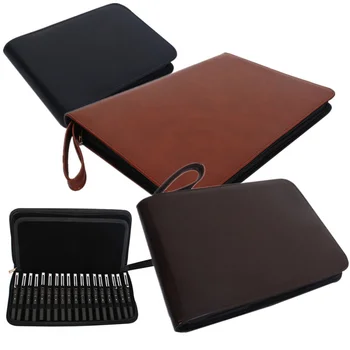 Novo couro grande capacidade caneta lápis caso 48 slots caneta saco suporte de escrita suprimentos acessórios