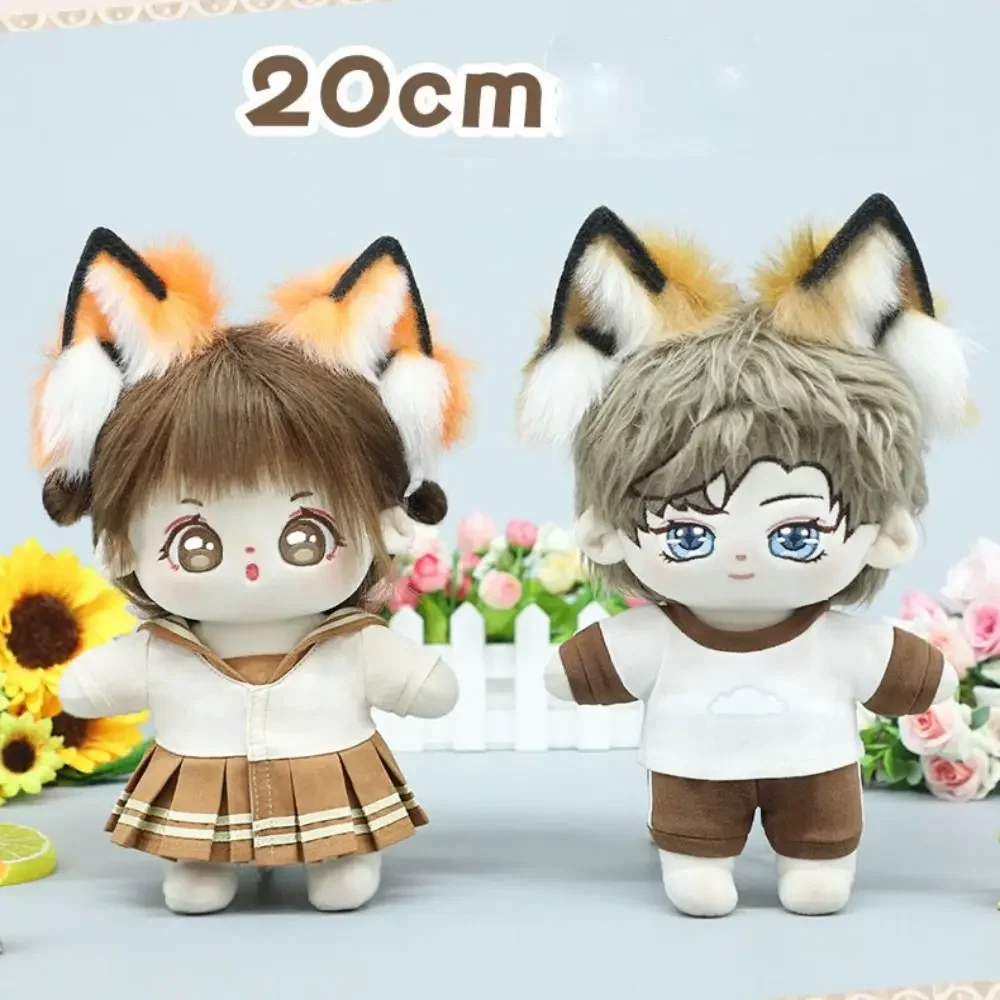 20cm Plush Doll Wolf Ears Christmas Deer Headwear Tails Cosplay Dress Up Doll Accessories For Cotton Stuffed Idol Doll