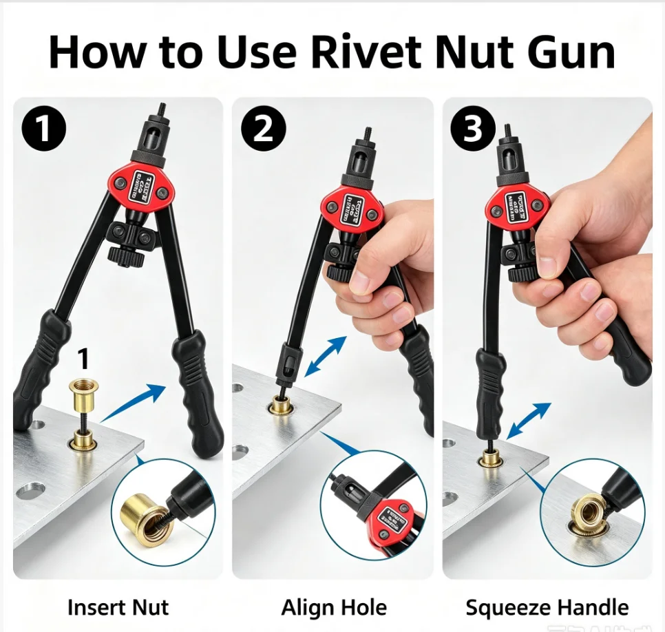 100pcs-flat-head-riveting-nut-set-with-1set-hand-threaded-rivet-nut-gun-with-bt606-insert-manual-riveter-riveting-rivnut-tool