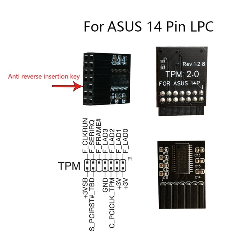 TPM2.0 Encryption Security Module Remote Card Supports Version 2.0 14Pin LPC TPM2.0 Security Module 14Pin LPC