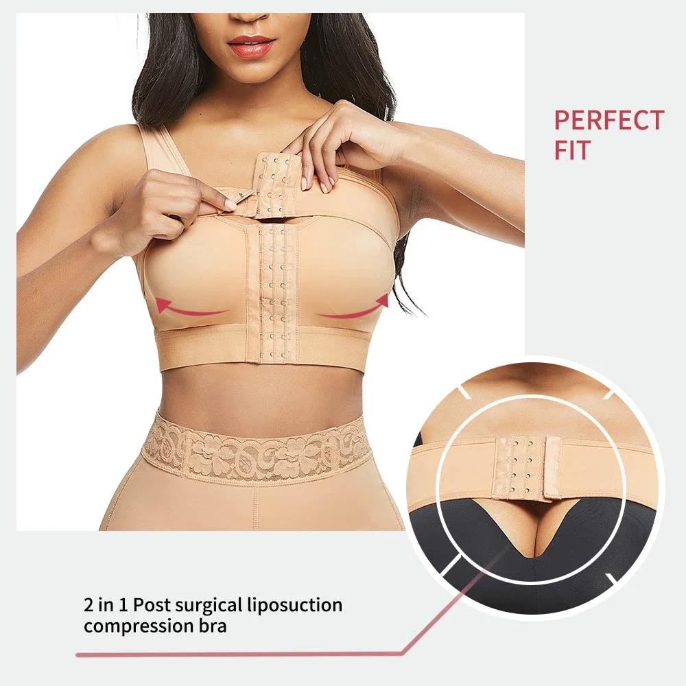 Colombian Women Corset Body Shaper Post Surgery Bra Adjustable Push Up Compression Bra Back Support Posture Correcto