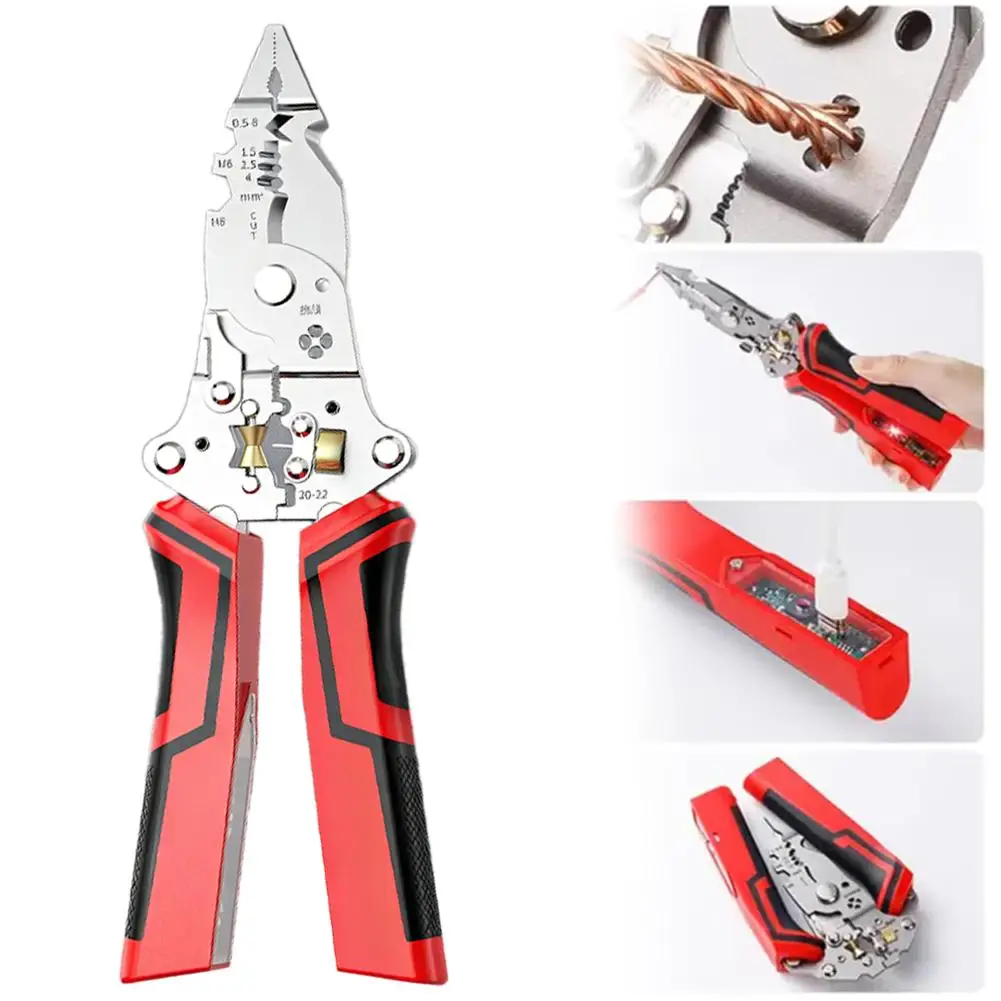 

Перезаряжаемый складной инструмент для зачистки и скручивания проводов 16-в-1, усиленный, для резки и вытягивания проводов, кабельные ножницы, плоскогубцы-тестер напряжения