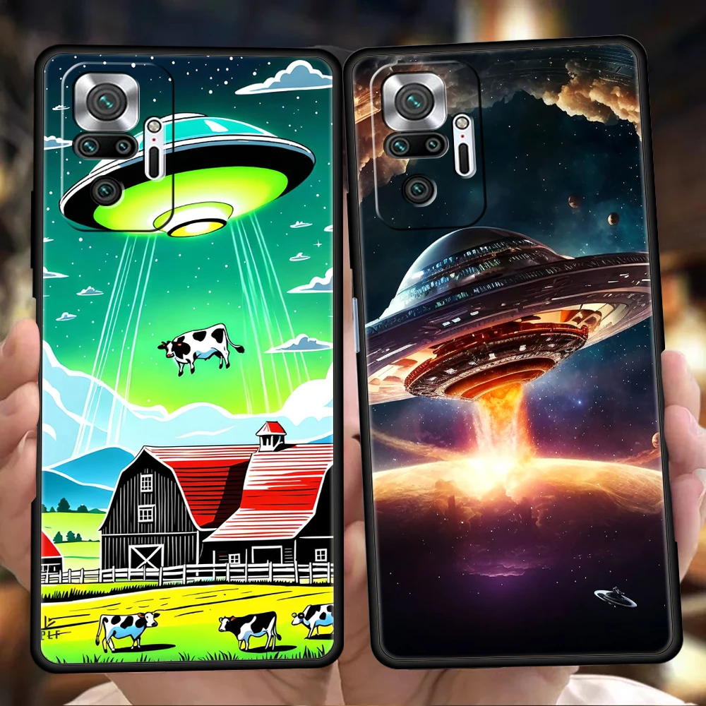 Alien Martian UFO Phone Case Cover for Redmi 14C 10C Note 14 13 12 10 11 Pro Plus 7 8T K40 K50 Gaming Pro Plus 5G Soft Shell Bag