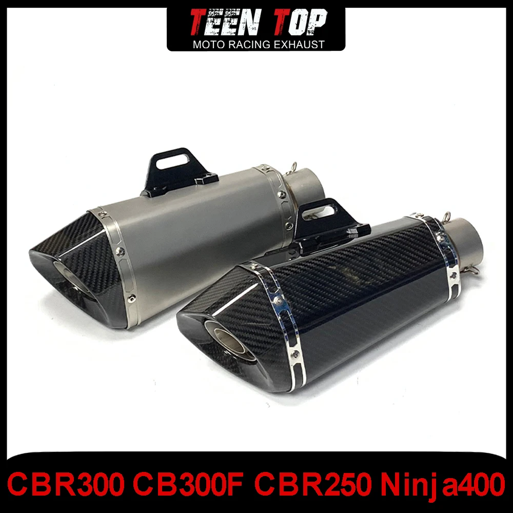 Motorcycle Carbon Fiber Exhaust Escape System CBR300 CB300F CBR250 Ninja400 Motobike Silencer 51MM 60.5MM Exhaust Muffler