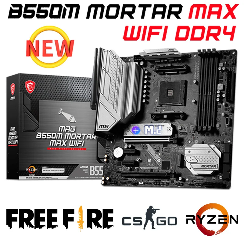 Placa base AM4 DDR4 MSI MAG B550M mortero MAX, WIFI, AMD, Ryzen, AMD B550, M.2, soporte de escritorio, AMD RYZEN, CPU, 128GB, DDR4, nuevo