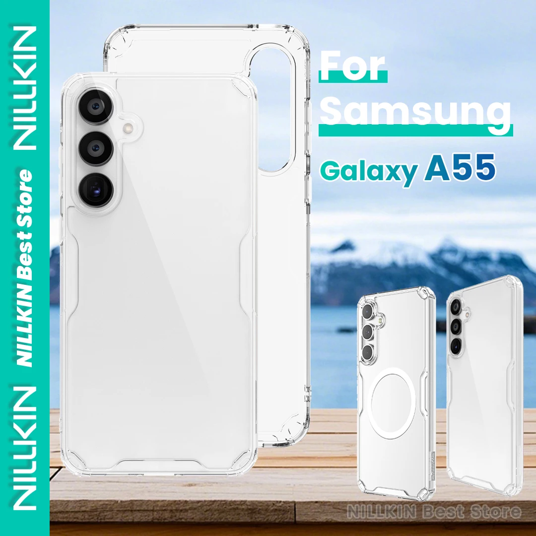 

Чехол Nillkin для Samsung Galaxy A55 Hd, прозрачный ТПУ + ПК, четырехугольная подушка безопасности, все включено, противоударный защитный жесткий чехол