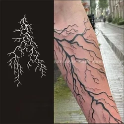 Dark Simple Lines Temporary Tattoo Sticker Arm Neck Fissured Blood Vessels Waterproof Durable Art Fake Tattoo Cool Men Women