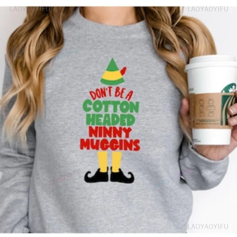 

The Elf Team Christmas Gift Fashion Christmas Elf Cotton Headed Ninny Muggins Printed Crewneck Sweatshirt or Hoody / Hoodie