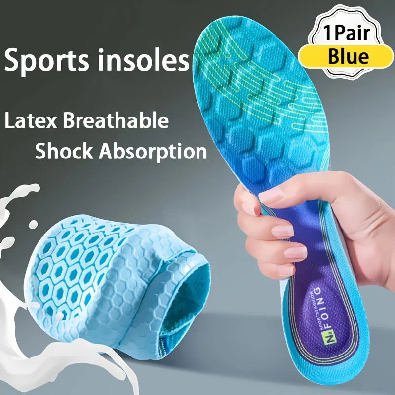 4D Sport Insoles Soft Breathable Deodorant High-elasticity Shock Absorption Running Shoe Pad For Men Women Latex Massage Insole