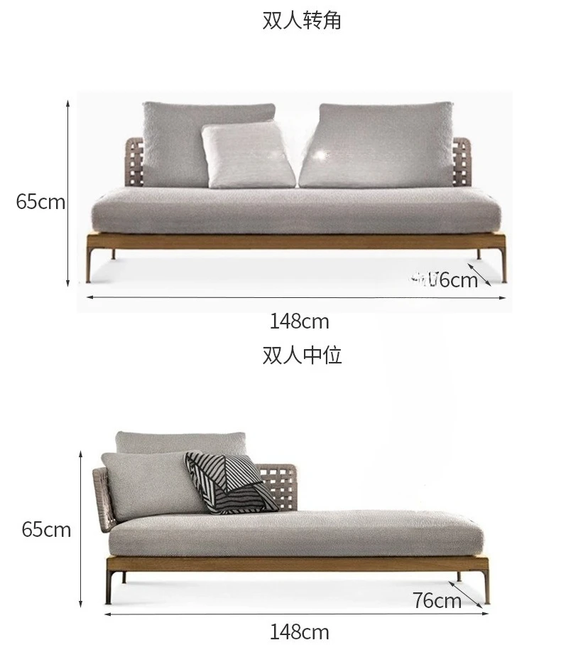 Досуг, сад, двор, диван из ротанга, вилла, элитный диван из тикового дерева под открытым небом, мебель для отеля, проживание в семье, диван, набор