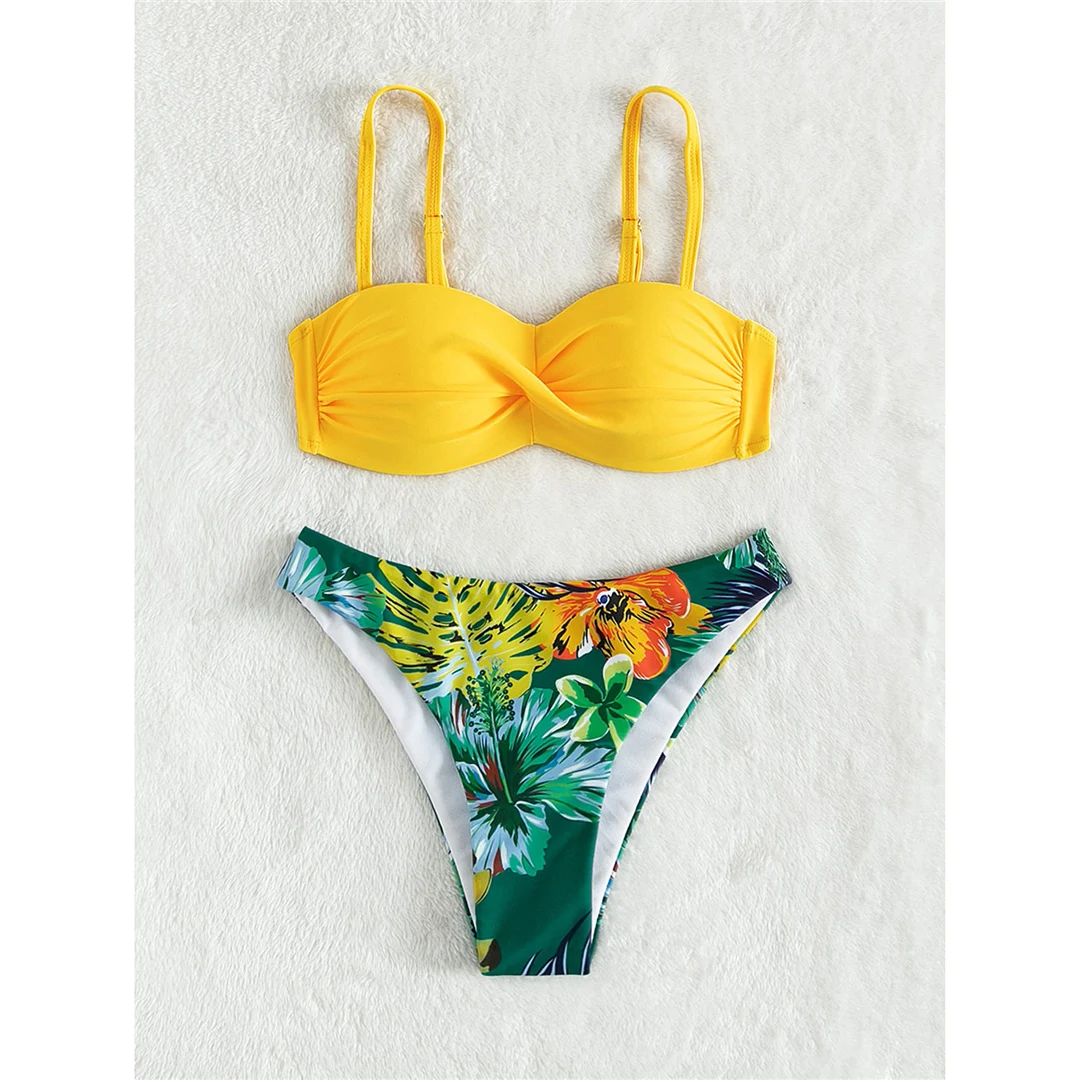 Bikini mit Blumenmuster, Push-up-Badeanzug, Damen-Badebekleidung, zweiteiliges Bikini-Set mit BH-Einlagen, Badeanzug, Badebekleidung, Modell V6296. – Detail 24