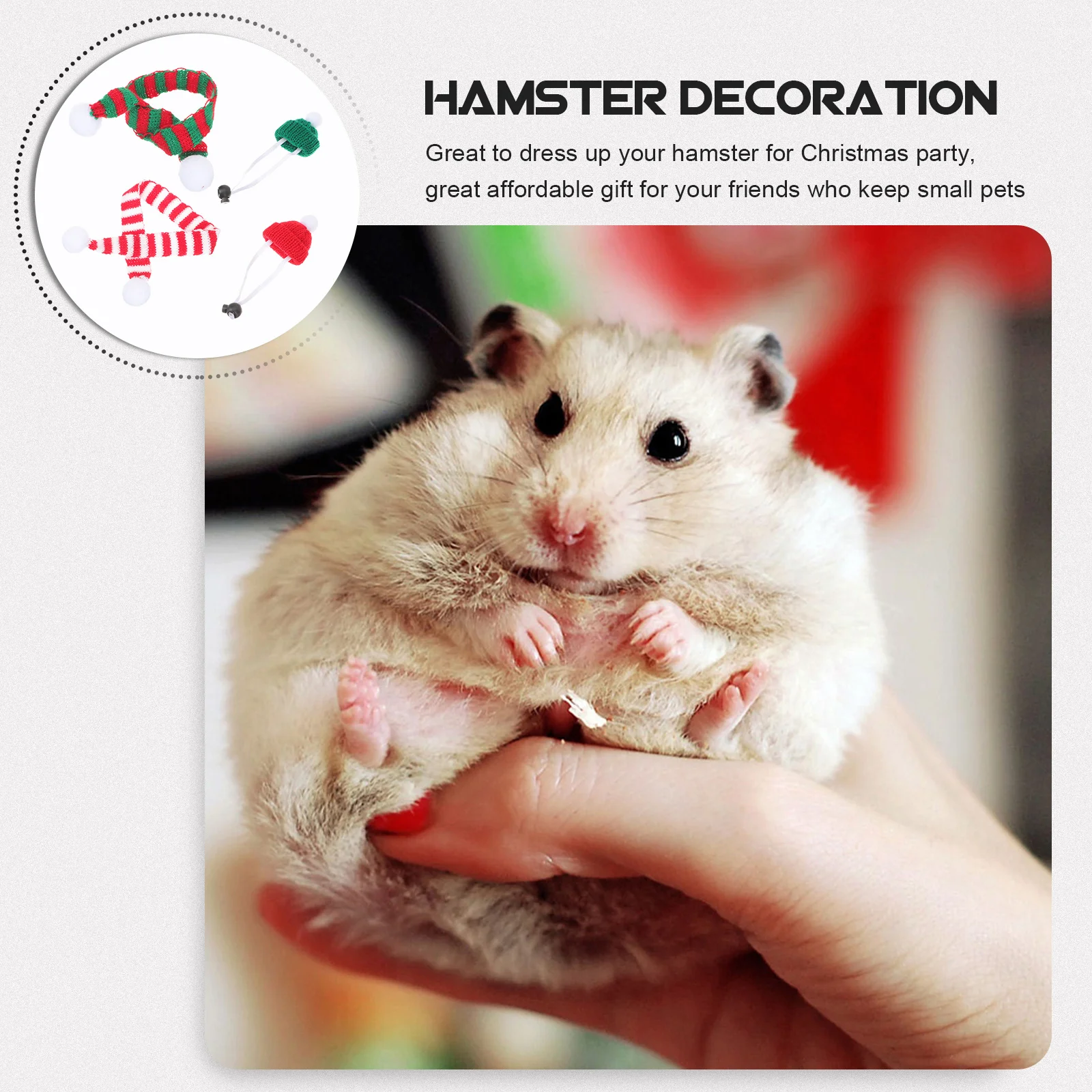 

1 Set Christmas Hamster Hats Scarves Adorable Pet Costume Accessories Festive Wear Party Decorative Cosplay Supplies Compact