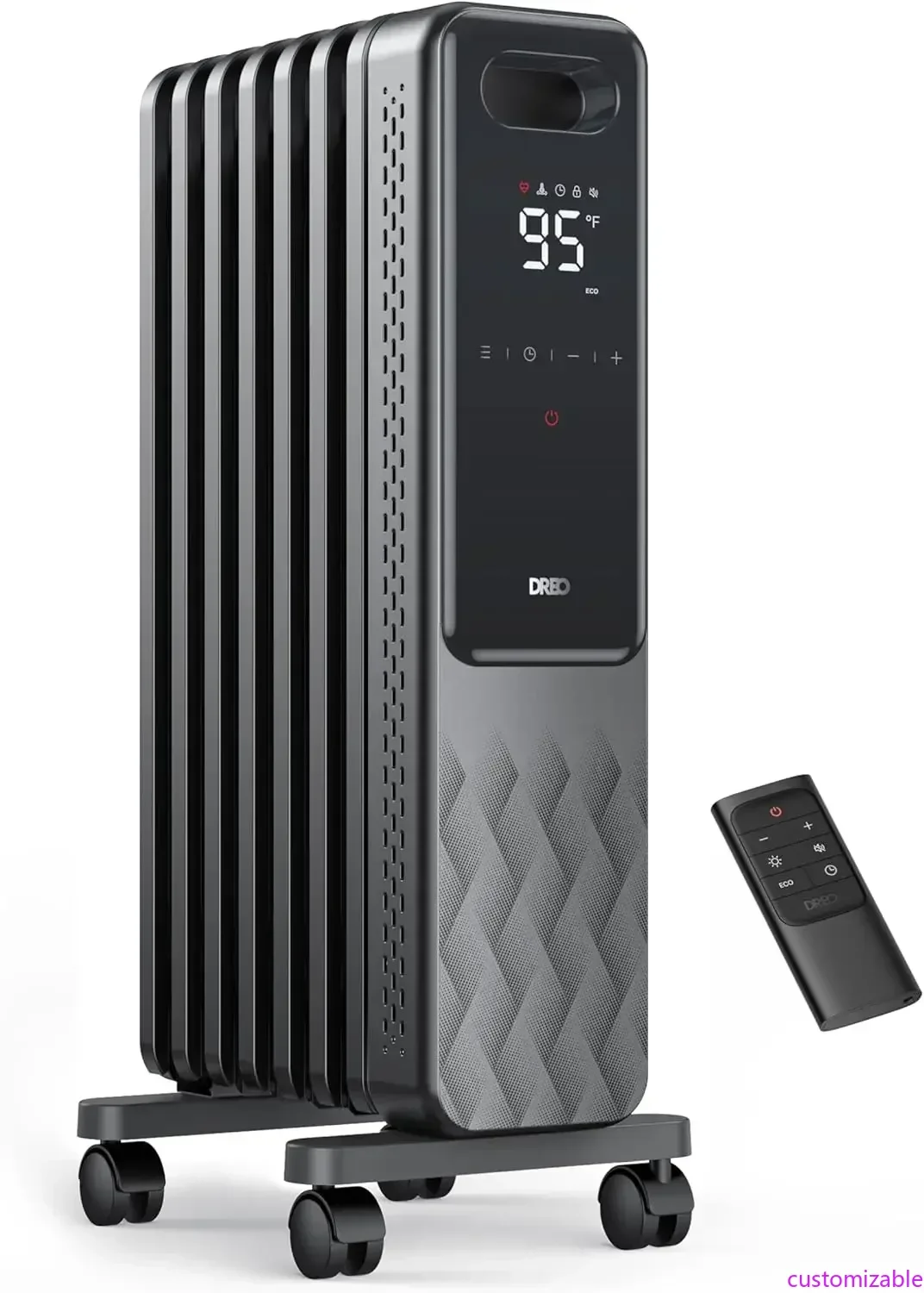 2025 New1500W Ölgefüllter Heizkörper, elektrische Strahlungsheizungen für den Innenbereich, großer Raum mit Fernbedienung, Kindersicherung, 4 Modi