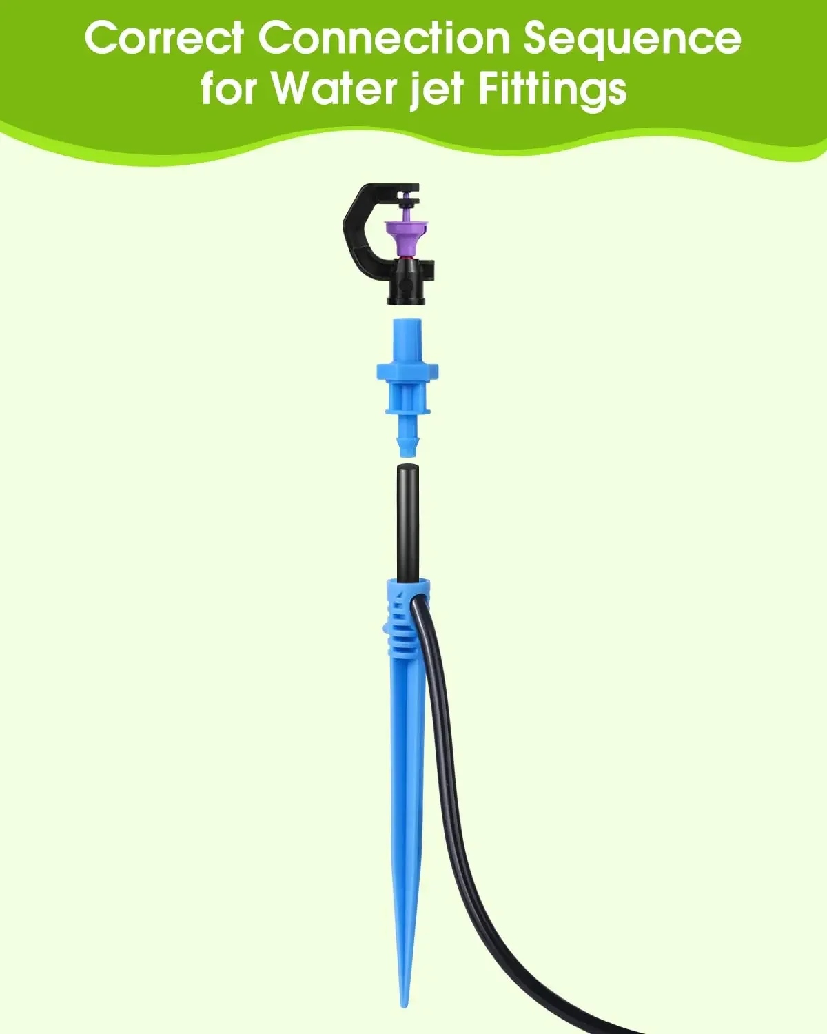 Micro Drip Irrigation Kit Thread Automatic Watering System with 4/6 Split to 8/12 Connector Rotary Scattering Nozzle 8m to 25m