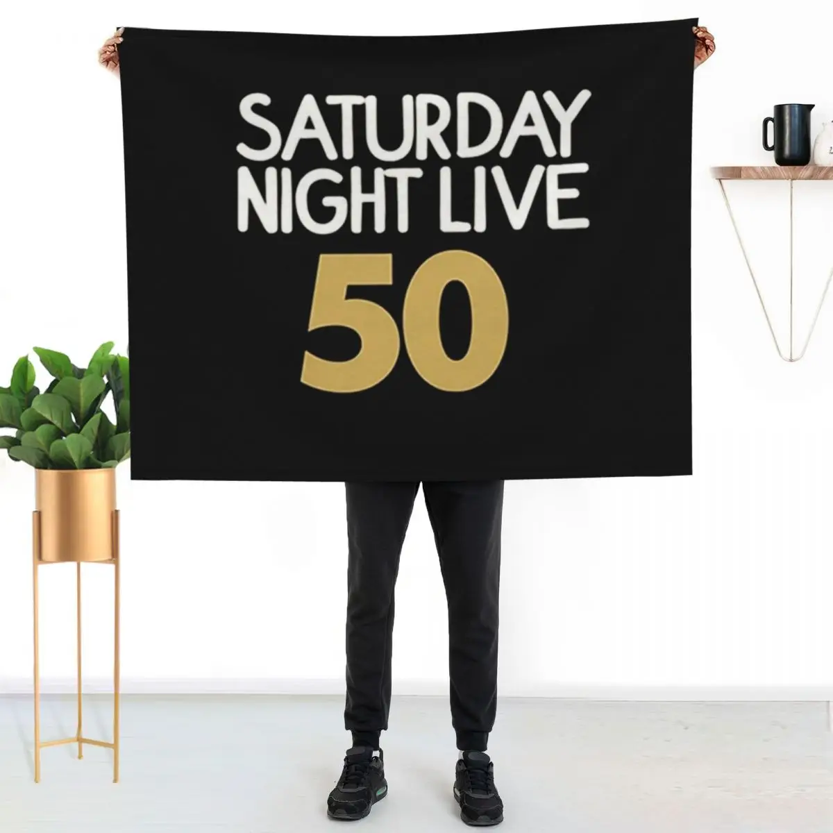SNL Saturday Night Live 50 White and Gold Throw Blanket Soft Plush Plaid Soft Blankets For Baby Thermal Warm Blankets