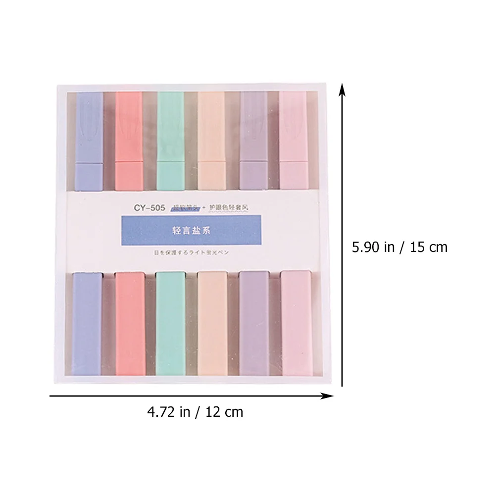 12pcs Fluorescent Pens Water-Based Ink Long-Lasting Color For School Office Study Multi-Function Highlighter Pen Portable Book